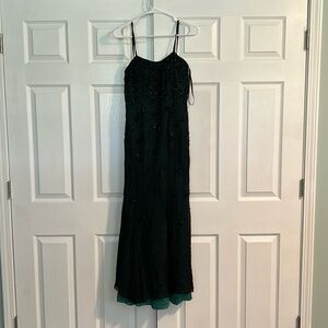 Cache green and black floor length dress